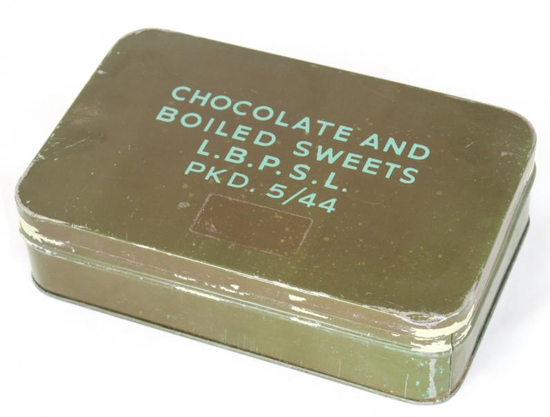 WW2 British army ration Chocolate and boiled sweet tin empty - 1944