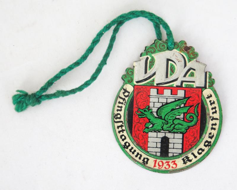 1930s German day badge - VDA pfingsttagung 1933 Klagenfurt