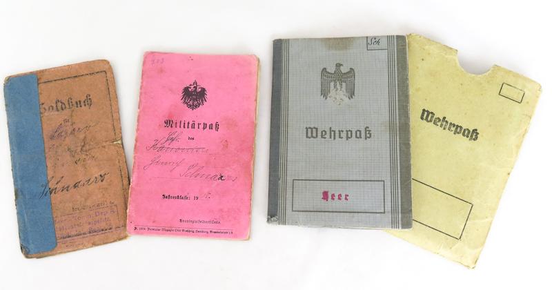 WW1 German soldier soldbuch, military passport and WW2 Wehrpass