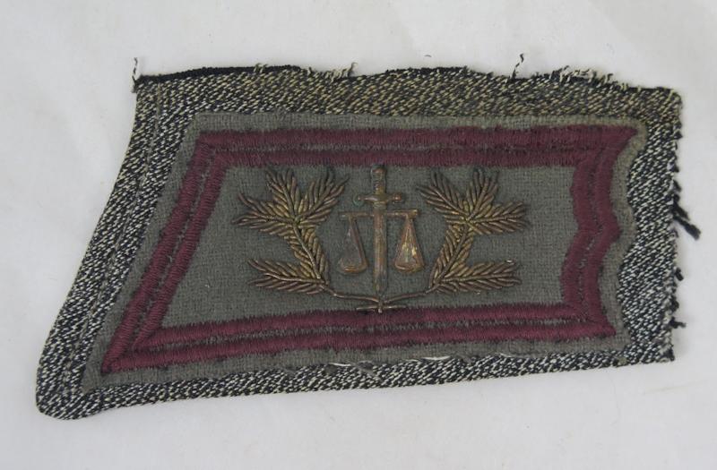 WW2 Finnish army War judge collar tab with piece of uniform