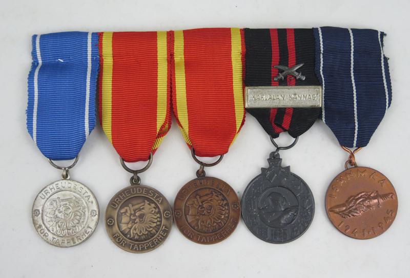 Finnish WW2 5 award medal bar
