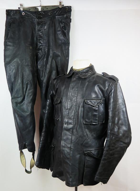 Post-war Finnish army M36 2nd pattern leather suit - Tanker and biker