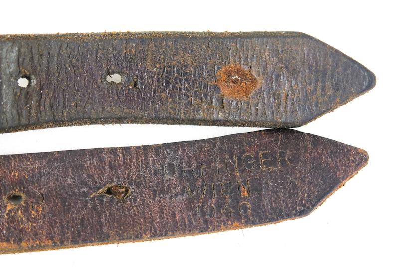 WW2 German Wehrmacht/Waffen-SS leather strap pair -mantelriemen