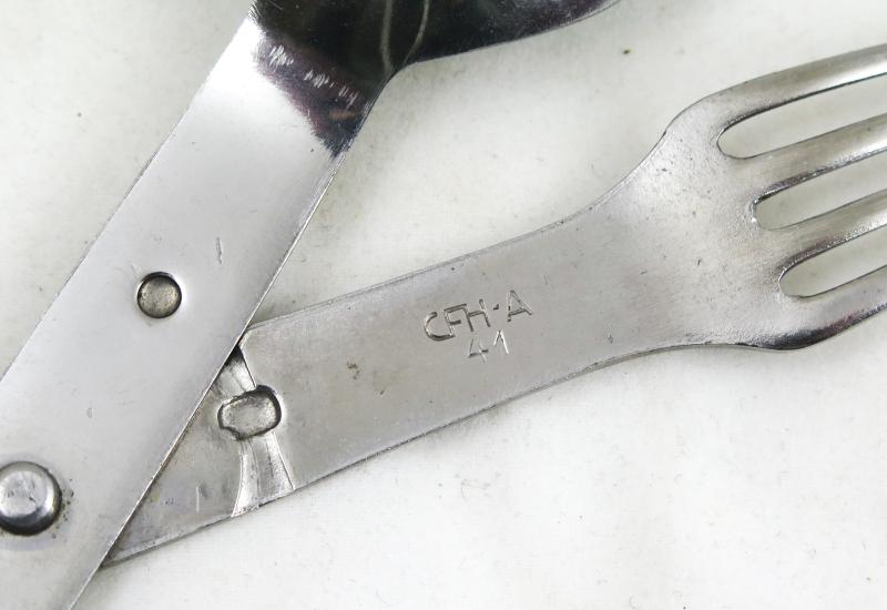 WW2 German Wehrmacht/Waffen-SS fork-spoon eating utensil - steel CFH-A 41