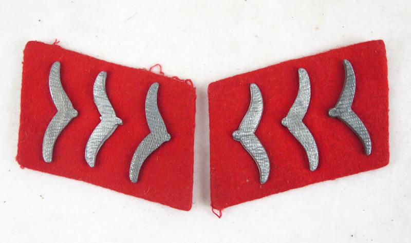 WW2 German Luftwaffe Flak artillery collar patches - Feldwebel /Obergefreiter